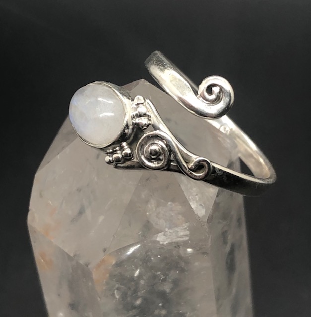Bague argent 925, pierre de lune blanche M04 – Image 3