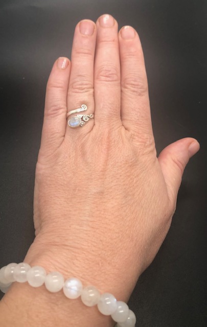Bague argent 925, pierre de lune blanche M04 – Image 5