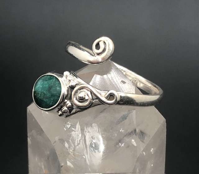 Bague argent 925, pierre facettée émeraude M01 – Image 3