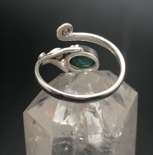 Bague argent 925, pierre facettée émeraude M01 – Image 4