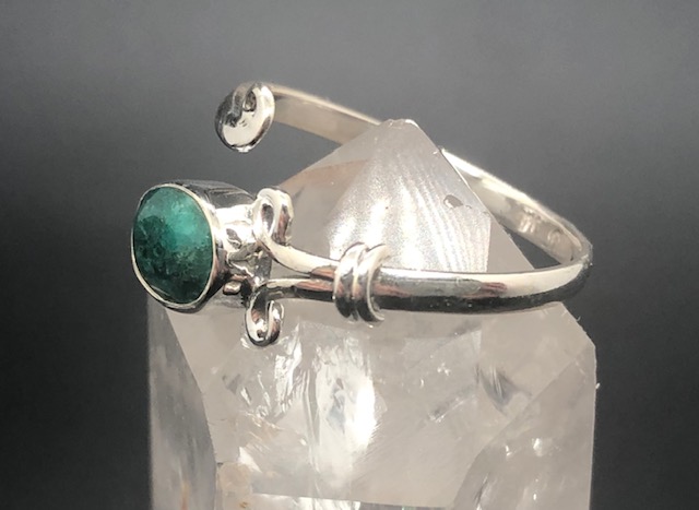 Bague argent 925, pierre facettée émeraude M02 – Image 3