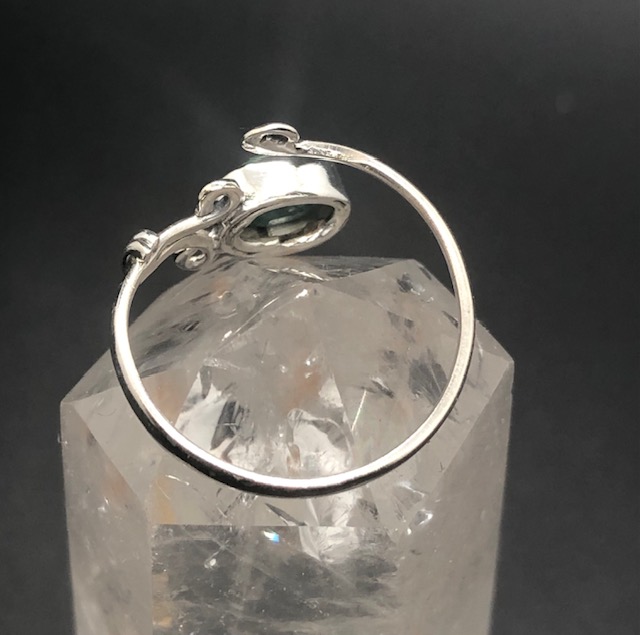 Bague argent 925, pierre facettée émeraude M02 – Image 4