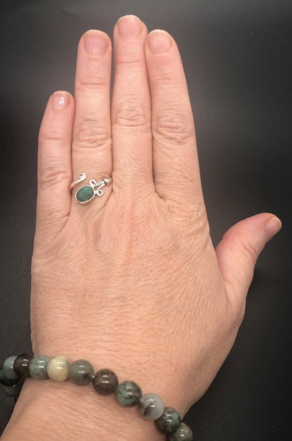 Bague argent 925, pierre facettée émeraude M02 – Image 5