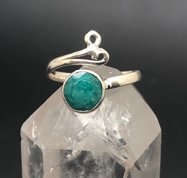 Bague argent 925, pierre facettée émeraude M03 – Image 2