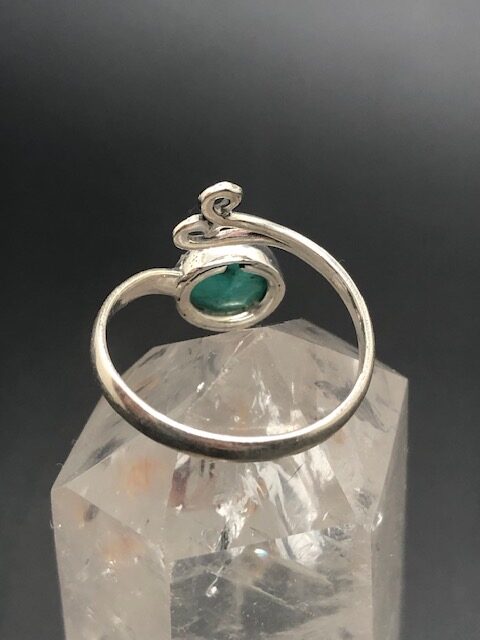 Bague argent 925, pierre facettée émeraude M03 – Image 4