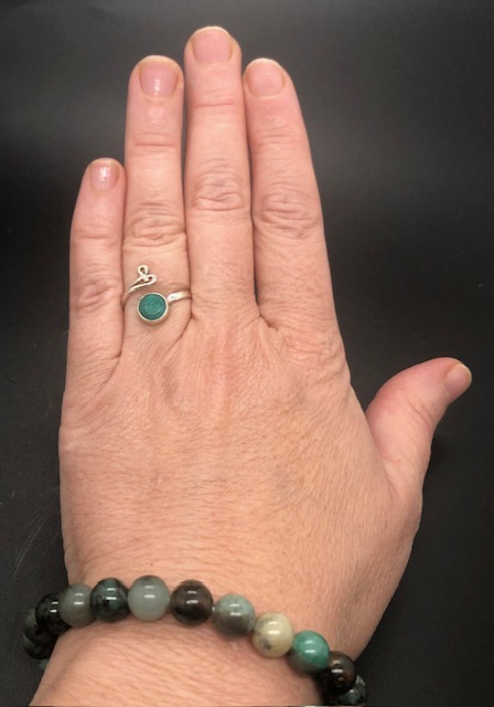 Bague argent 925, pierre facettée émeraude M03 – Image 5