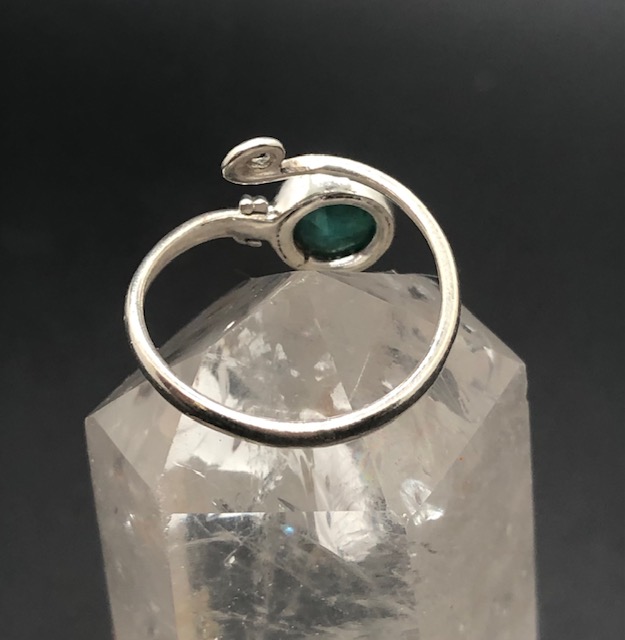 Bague argent 925, pierre facettée émeraude M04 – Image 4