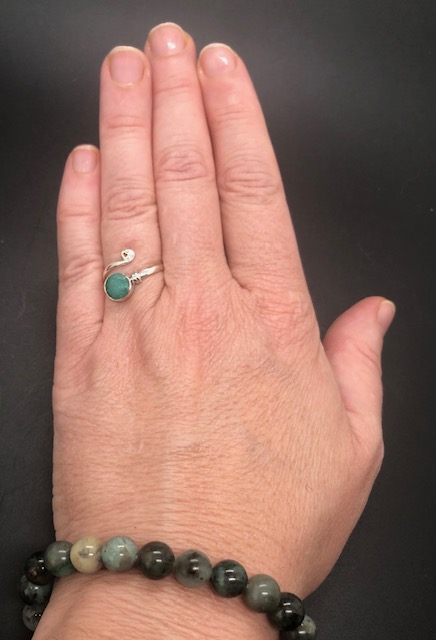 Bague argent 925, pierre facettée émeraude M04 – Image 5